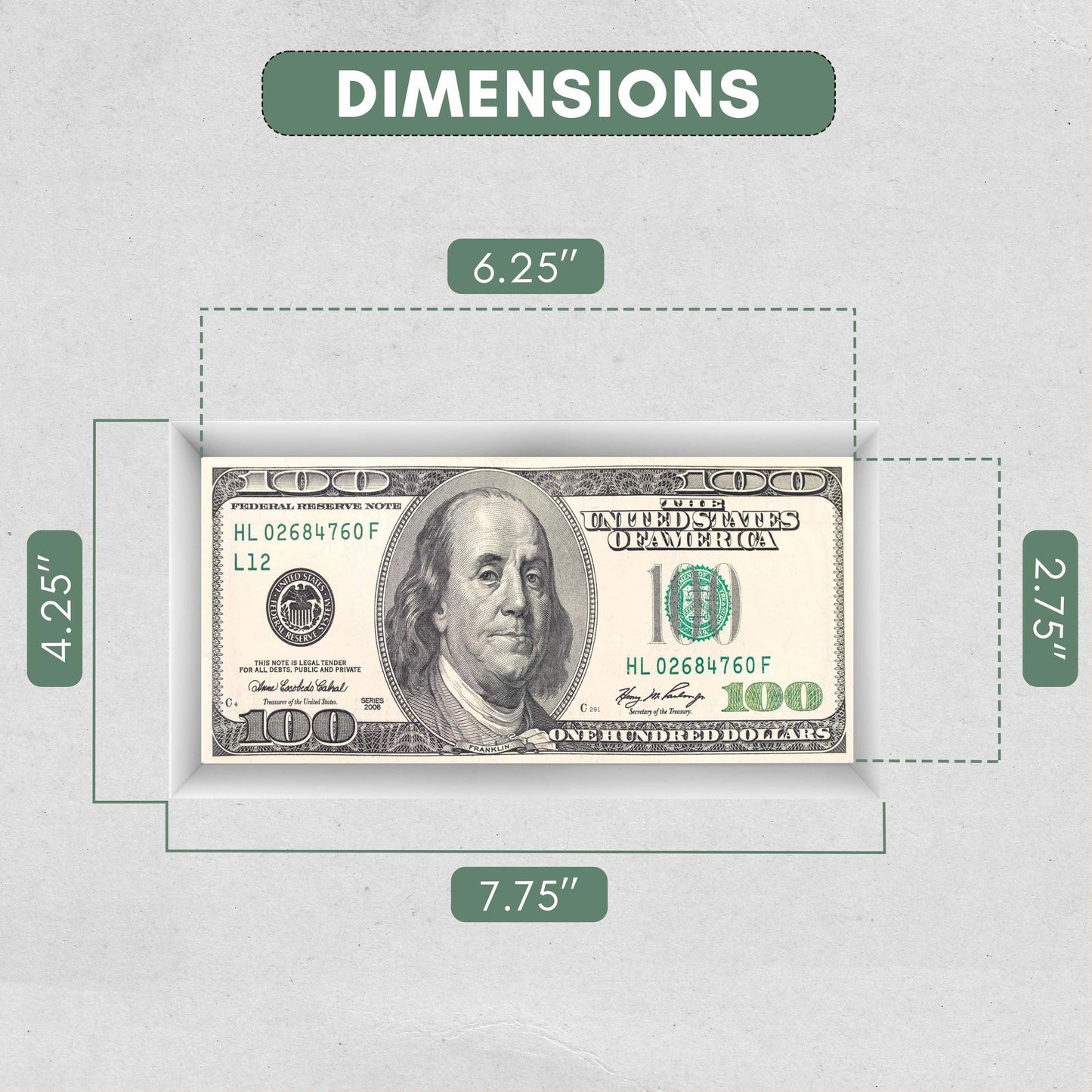 Silver First Dollar Currency Frame - detail view