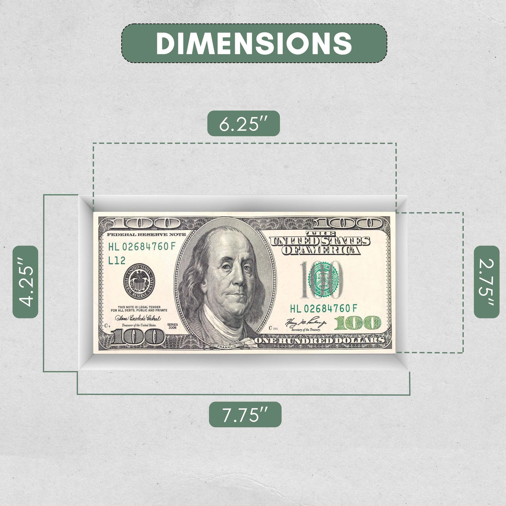 Silver First Dollar Currency Frame - detail view