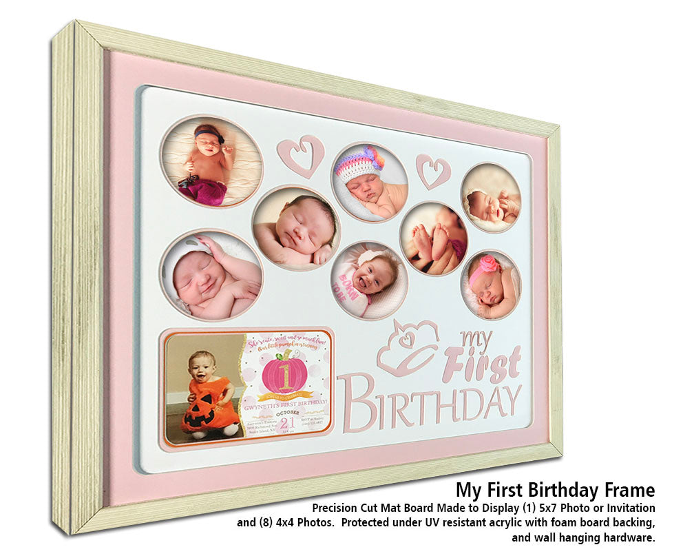 Baby's Girls First Birthday Collage Frame