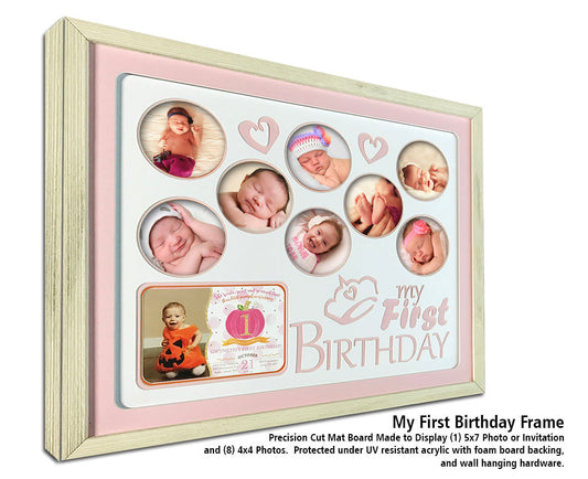 Baby's Girls First Birthday Collage Frame