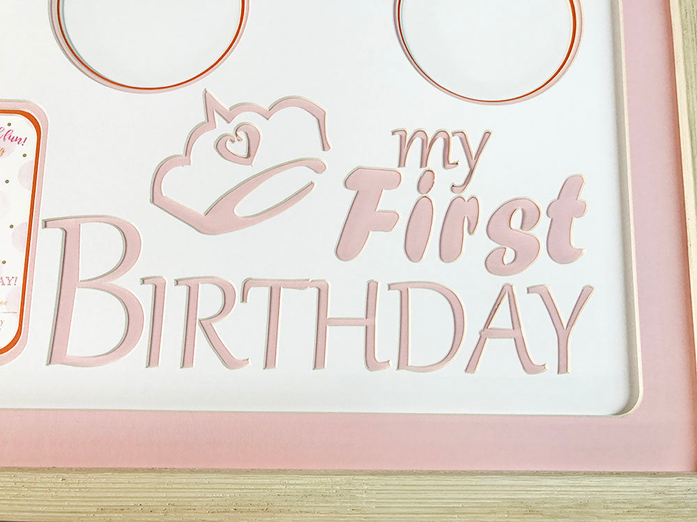 Baby's Girls First Birthday Collage Frame - back and hardware