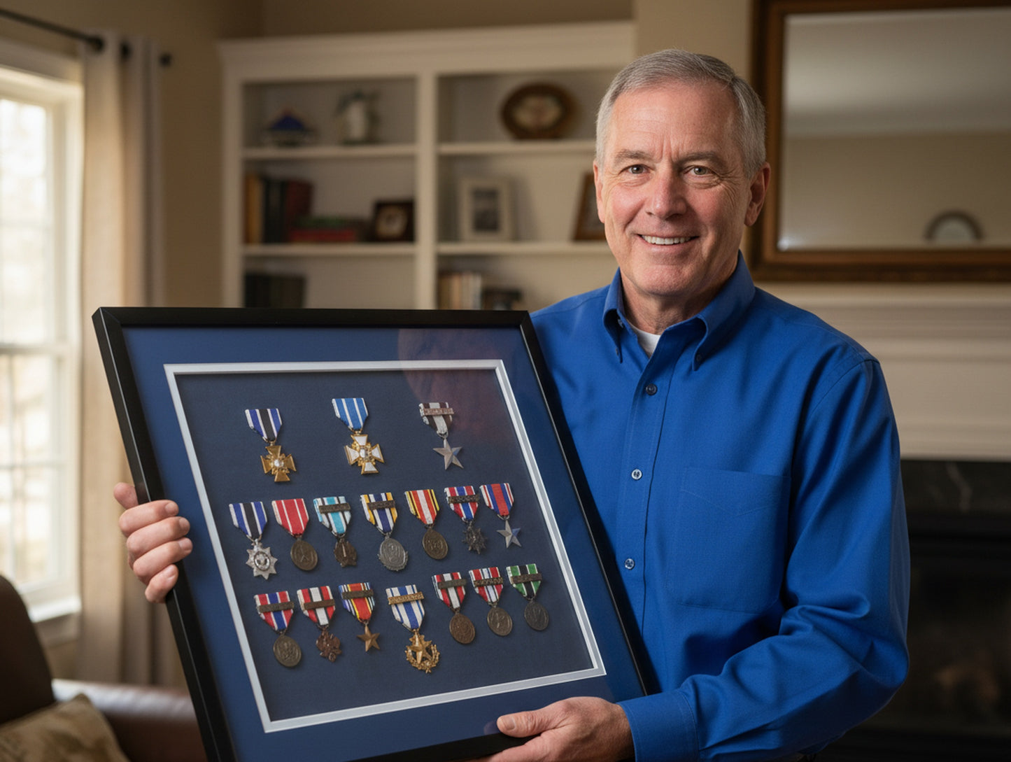 Military Service Shadow Box Frame (Style 1) - back and hardware