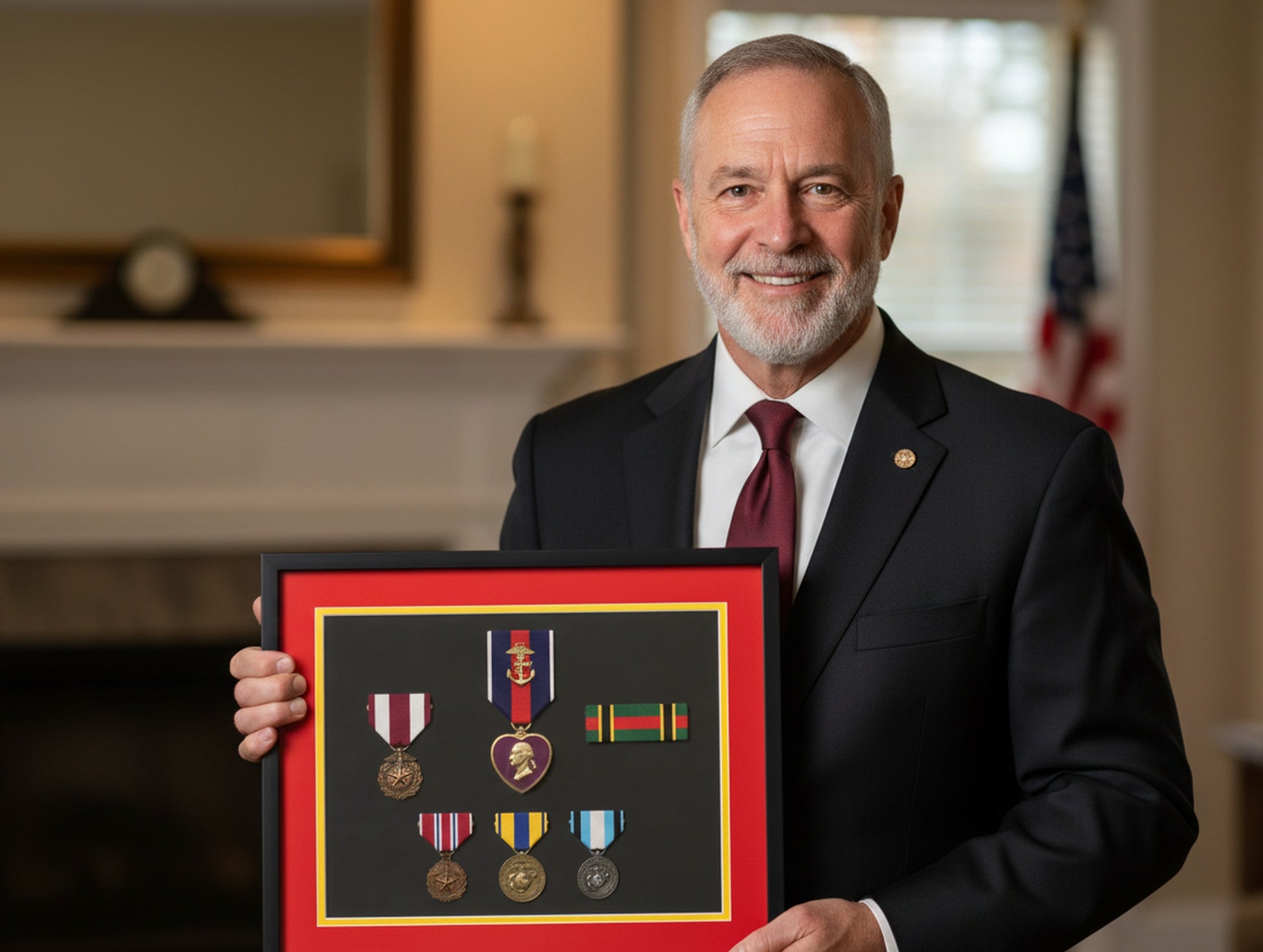 Military Service Shadow Box Frame (Style 1) - size reference