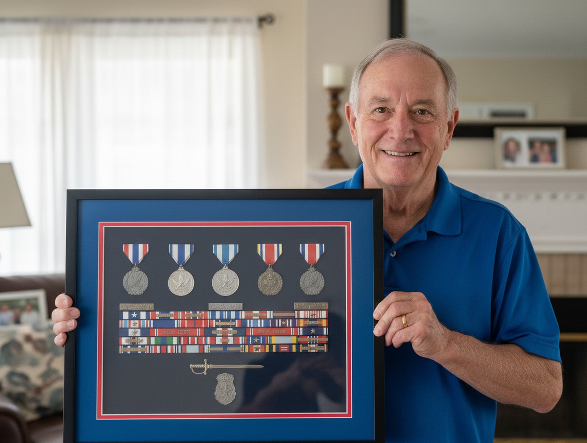 Military Service Shadow Box Frame (Style 2) - angle view