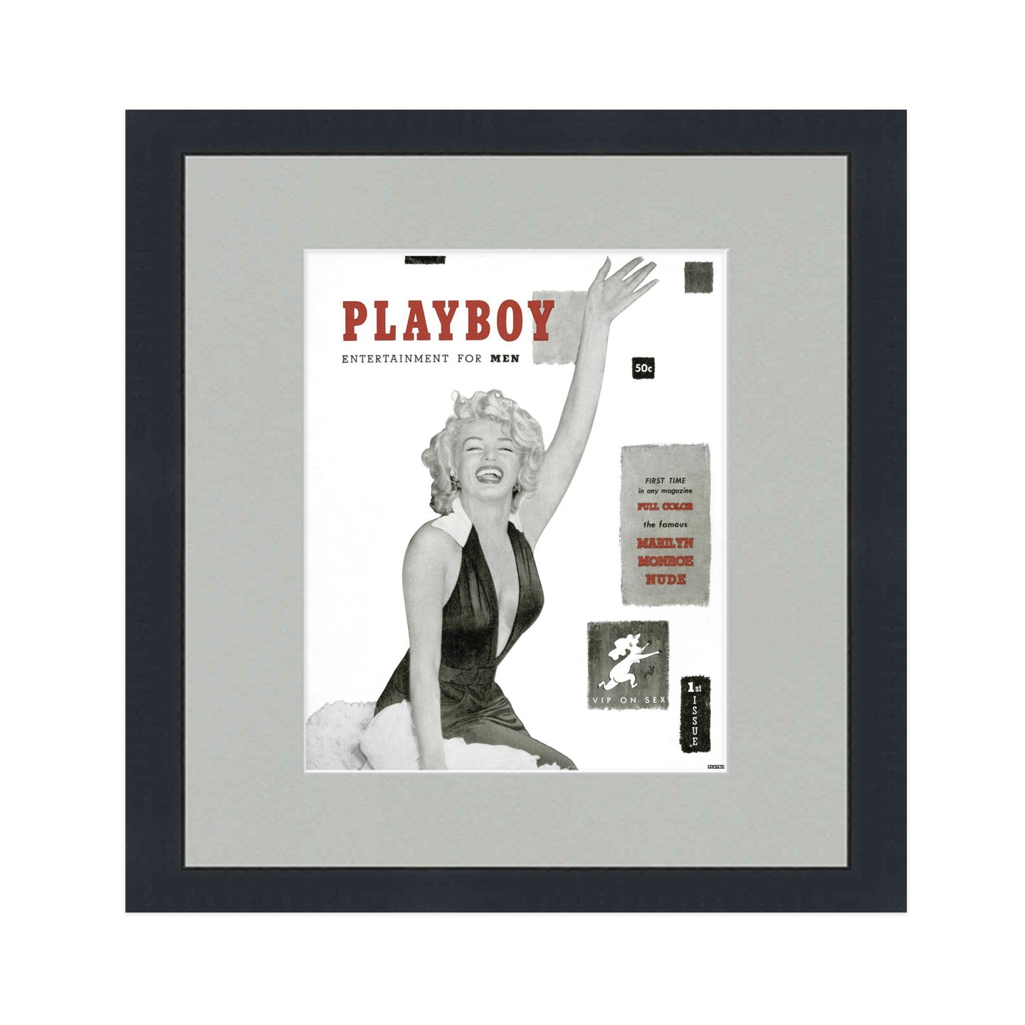 Black Wood Shadow Box Display Magazine Frame with Grey Mat - corner and profile view