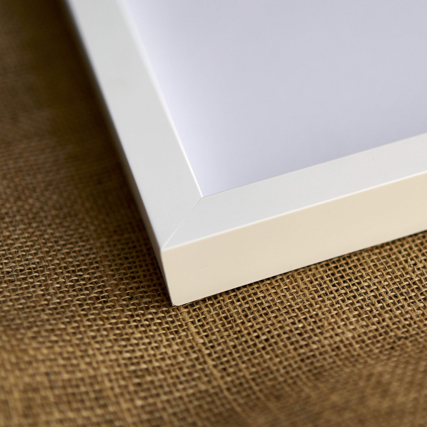 White Wood Shadow Box Display Magazine Frame with Grey Mat - angle view