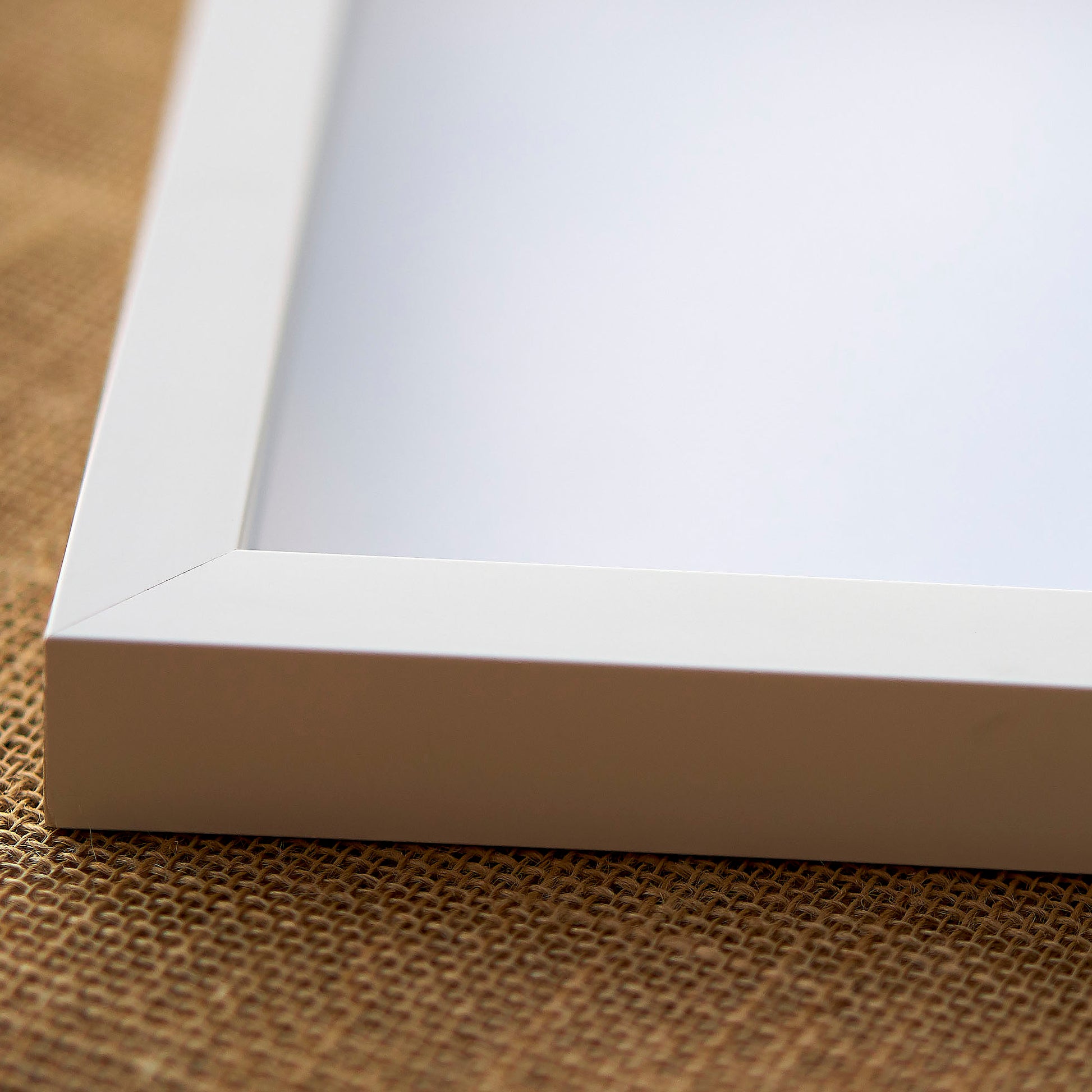 White Wood Shadow Box Display Magazine Frame with Grey Mat - back and hardware
