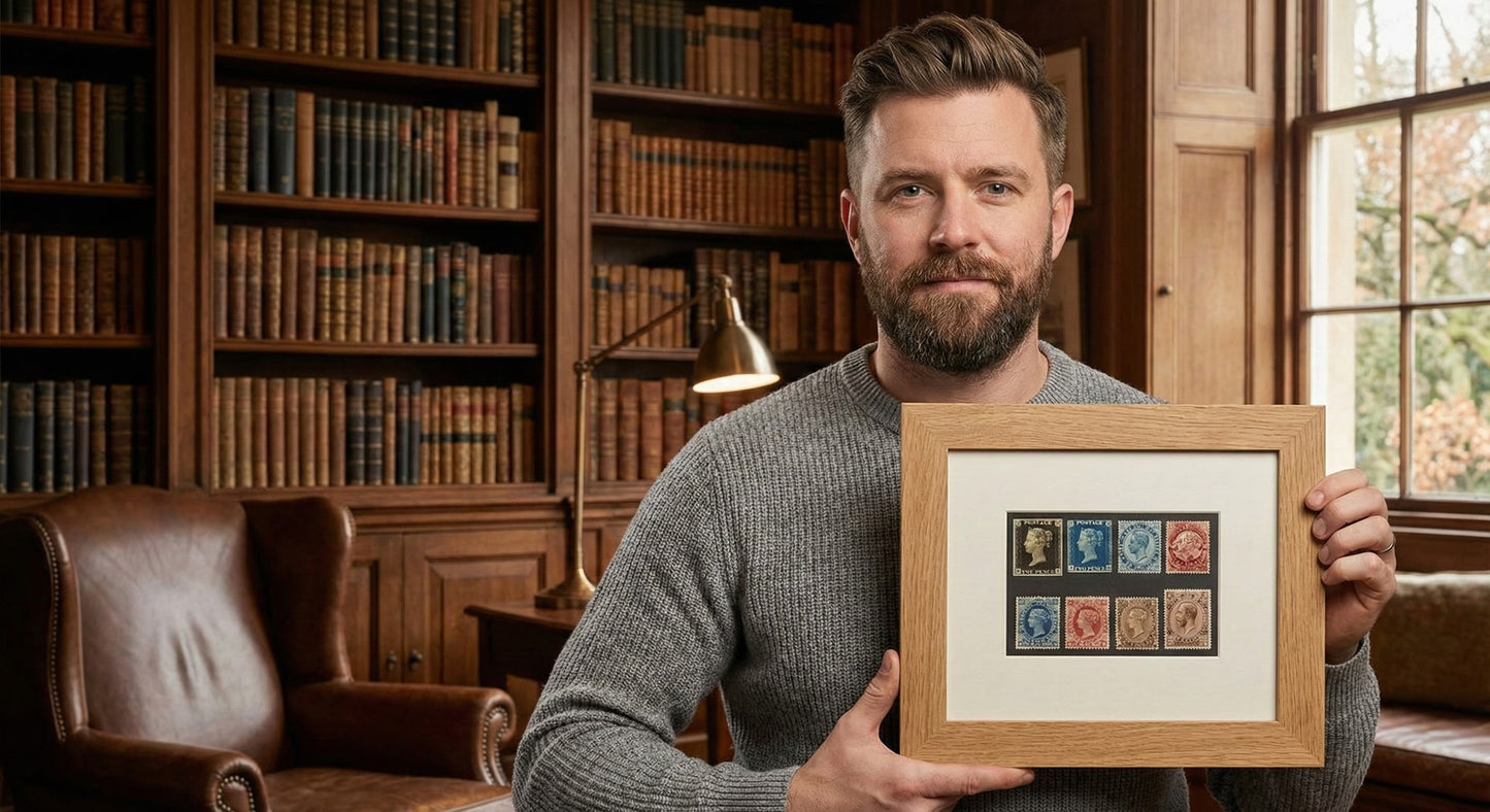 Genuine Hardwood Stamp Collection Shadowbox Postage Stamp Frame (Style 6) - back and hardware