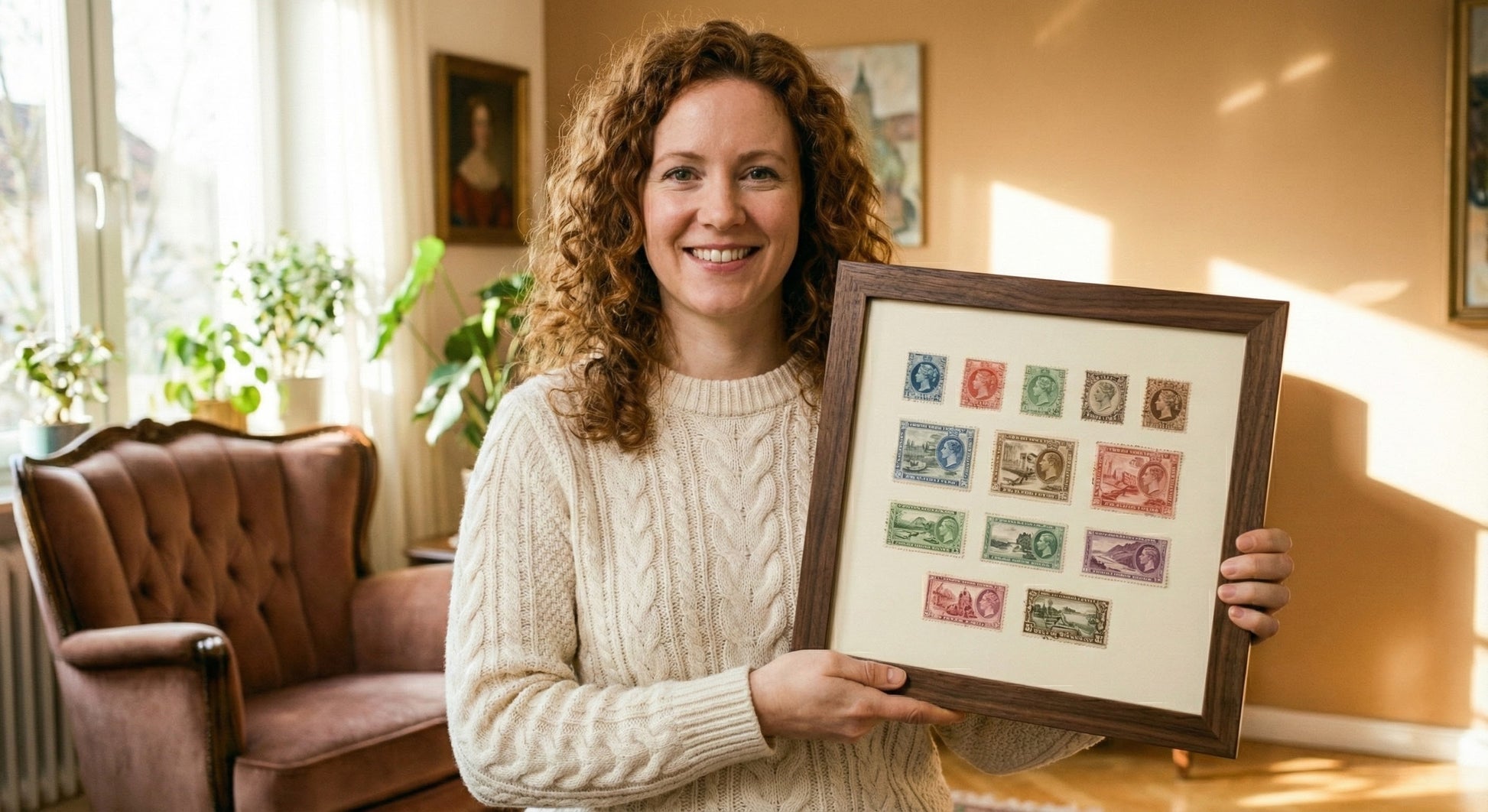 Genuine Hardwood Stamp Collection Shadowbox Postage Stamp Frame (Style 2) - angle view
